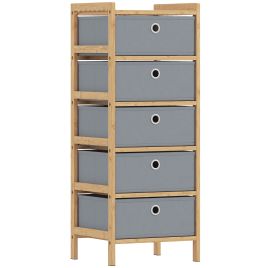 Elmmoor Light Grey Fabric Chest of Drawers - Medium-sized, 5 Drawers