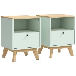 Kenora Light Green Bedside Table Set of 2 - 40cm
