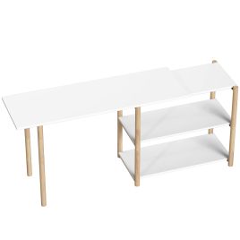 Cavier White Desk with Storage Shelves - 148cm