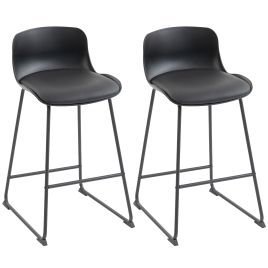 Greena Black Metal Bar Stool Set of 2 - 46cm