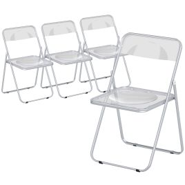 Zenar Clear Steel Folding Dining Chair Set of 4 - 47cm