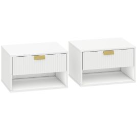 Priridg White Bedside Table Set of 2 - 40cm