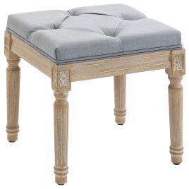 Lyrant Light Grey Wood Footstool - 40cm