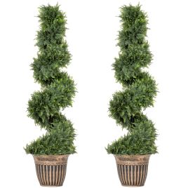 Norridg Green Steel Spiral Cypressd Artificial Plant Set of 2 - 120cm