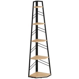 DALVALE Natural Metal 5 Tier Bookcase - 36.5cm