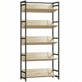 Dormont Oak Steel 5 Tier Bookcase - 80cm