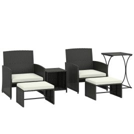 Camheir Cream White PE Rattan 6 Pieces Garden Furniture Set - 60cm