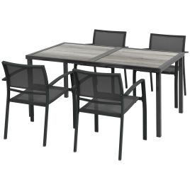 Oakmore Grey Steel 4 Seater Dining Set - 87cm