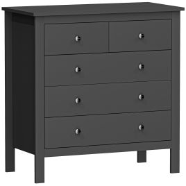 Oakhall Black Chest of Drawers - Medium-sized, 5 Drawers