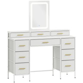 Zenona White Dressing Table with LED Mirror - 118.5cm
