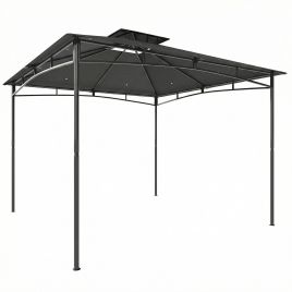 Quaton Dark Grey Metal 3x3m Gazebo with 2 - Tier Roof - 300cm