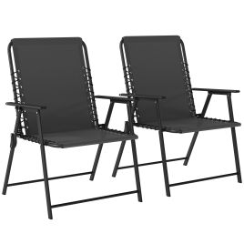Winvale Black Steel Folding Chairs Set of 2 - 60cm