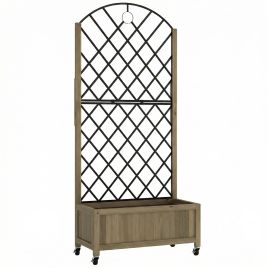 Oakbyrn Carbonised Fir Wood Garden Bed with Trellis Planter - 72cm