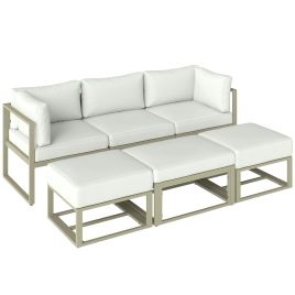Oakheir Cream White Aluminium 6 Piece Sectional Sofa Set - 65cm