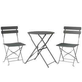 Wexcour Grey Metal Table and Chair Set - 42cm