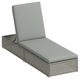 Marwood Light Grey PE Rattan Sun Lounger - 60cm