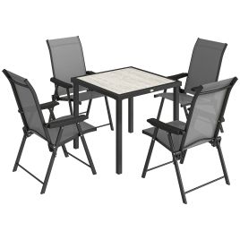 Winwold Grey Fabric Dining Set with Square Table - 80cm