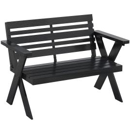 Foxara Black Fir Wood Bench - 115cm
