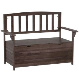 Staton Brown Fir Wood Bench with Storage - 58cm