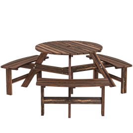 Rosbyrn Carbonised Fir Wood 6 Seater Dining Set - 178cm