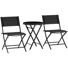 Harwold Black Metal Table and Chair Set - 46cm