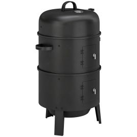 Halar Black Aluminium Charcoal Smoker with 2 Grill Grates - 52cm