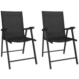 Yorhall Black Steel Folding Chairs Set of 2 - 58cm