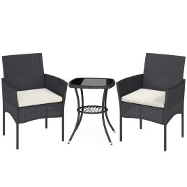 Wexcrof Cream White PE Rattan 3 Pieces Garden Furniture Set - 58cm