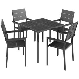 Greune Black Metal Table and Chairs Set - 86cm