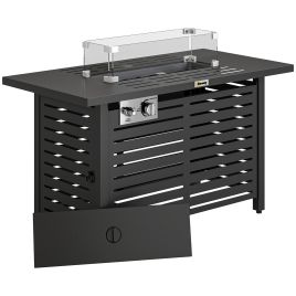 Halex Black Glass Propane Gas Fire Pit Table - 56cm