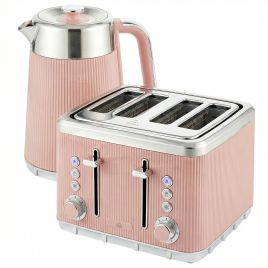 Glythor Pink Stainless Steel Kettle and Toaster Set - 15.5cm