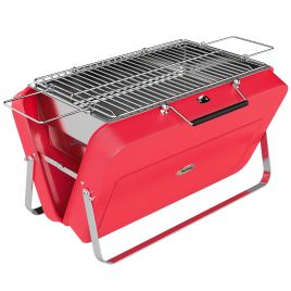 Pricour Red Stainless Steel Barbecue Grill with Suitcase Shell - 30cm