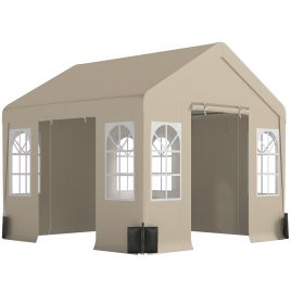 Belmoor Beige Steel 3x3m Gazebo Canopy Tent Shelter with Removable Sidewalls - 300cm