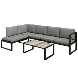 Wexara Dark Grey Steel 4 Piece Corner Sofa Set - 152cm