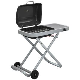Cavara Black Stainless Steel Portable Gas Barbecue Grill with Thermometer - 109cm