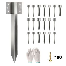 Belix Silver Steel Railway Sleeper Bracket 20 Pack Stakes with Screws and Gloves - 41cm