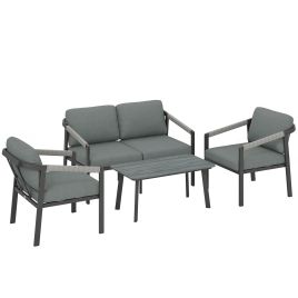 Aluminium Sofa 4 Seat Set - Black