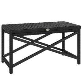 Norglen Black PE Rattan Garden Coffee Table with X-Shape Frame - 40cm