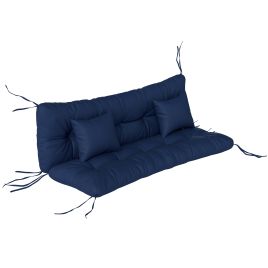 Winhall Dark Blue PP Cotton Chair Cushion with 2 Pillows - 50cm