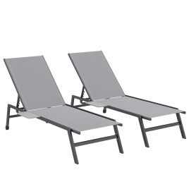 Faimere Grey Metal Sun Lounger Set of 2 - 74cm