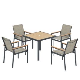Marbyrn Khaki Glass 4 Seater Dining Set - 88cm