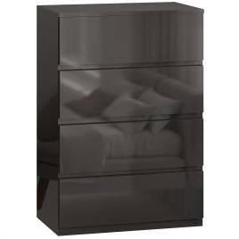 Winmoor Black High Gloss Chest of Drawers - Small-sized, 4 Drawers