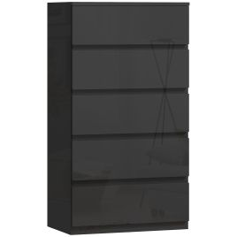 Winmoor Black High Gloss Chest of Drawers - Medium-sized, 5 Drawers
