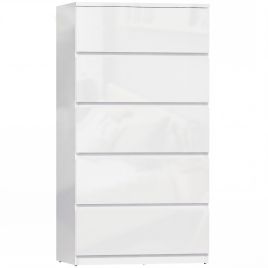 Winmoor White High Gloss Chest of Drawers - Medium-sized, 5 Drawers