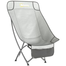 Quawick Light Grey Metal Folding Camping Chair - 60cm