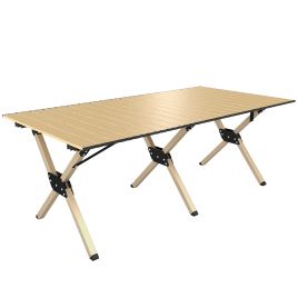 Camlyne Dark Brown Metal Folding Camping Table - 59cm
