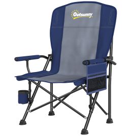 Elmmere Dark Blue Metal Folding Camping Chair - 59cm