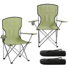 Wexwold Army Green Metal Folding Camping Chair Set of 2 - 88cm