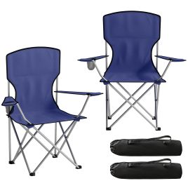 Wexwold Dark Blue Metal Folding Camping Chair Set of 2 - 88cm
