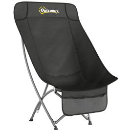 Quawick Black Metal Folding Camping Chair - 60cm